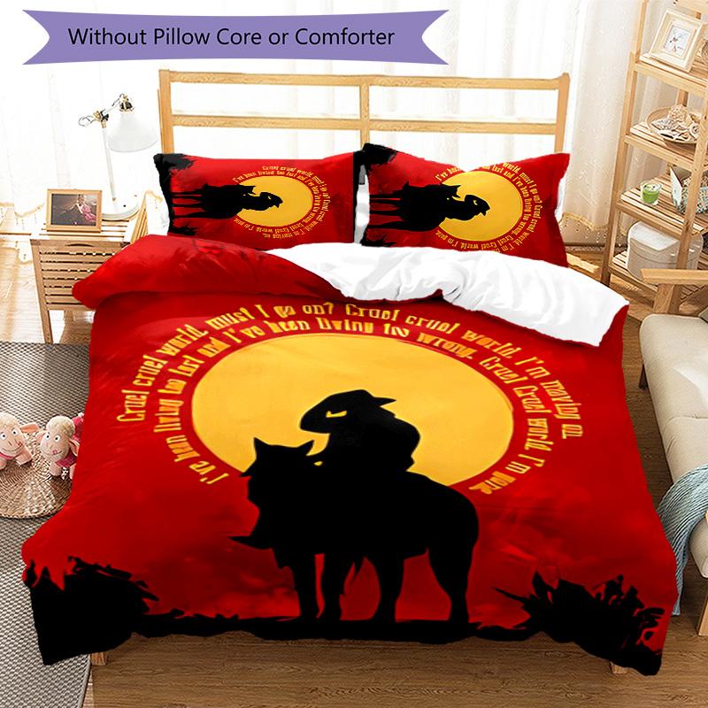 Juego de ropa de cama con estampado Red Dead Redemption de 3 piezas, juego de funda nórdica incluye funda nórdica y fundas de almohada, decoración de dormitorio perfecta para todas las estaciones y regalo