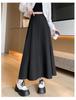 Jupe longue évasée taille haute abricot pour femme - Coupe petite, drapé amincissant pour le printemps à l'hiver 2026