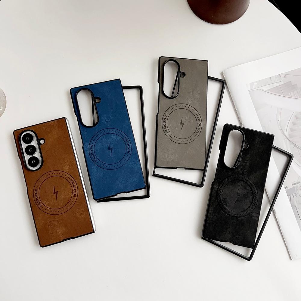 Für Samsung Galaxy Z Fold 7 Business Magnetische Hülle Luxuriöses Leder Für Magsafe Kabelloses Laden Weiche Silikon Schutzhülle