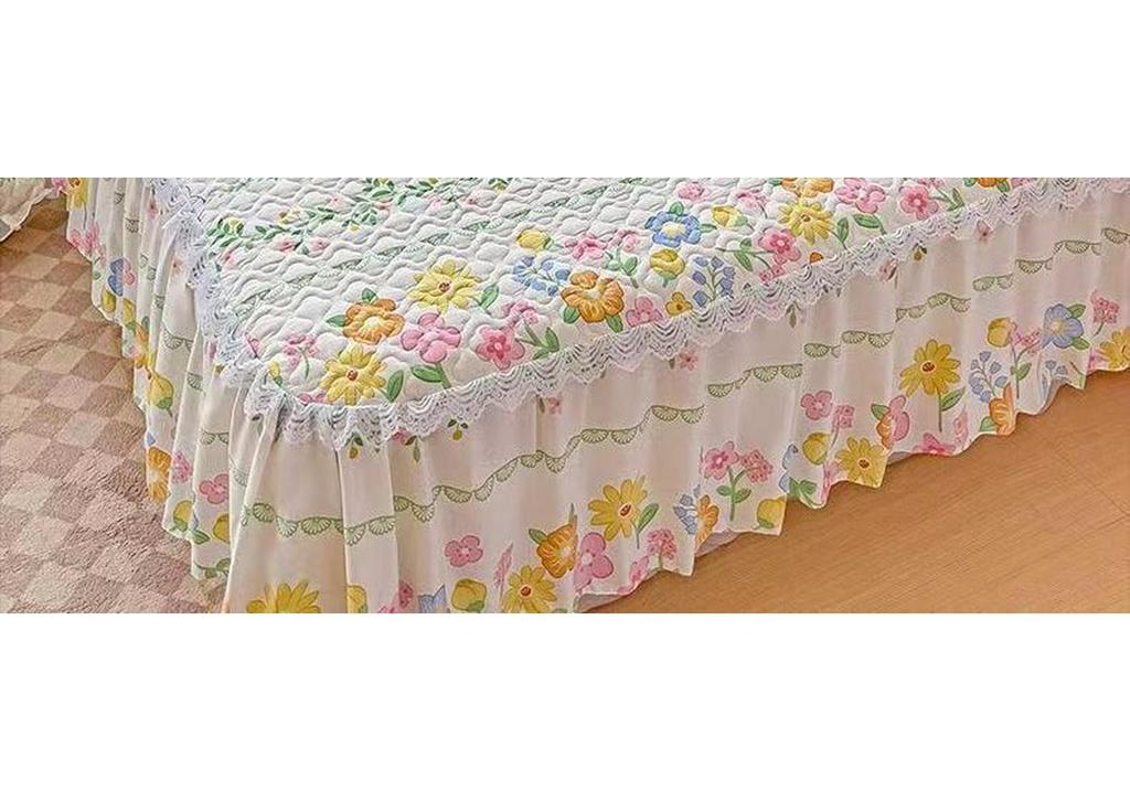 Quilted Anti-slip Korean Lace Bed Skirt - Princess Style Mattress Protector