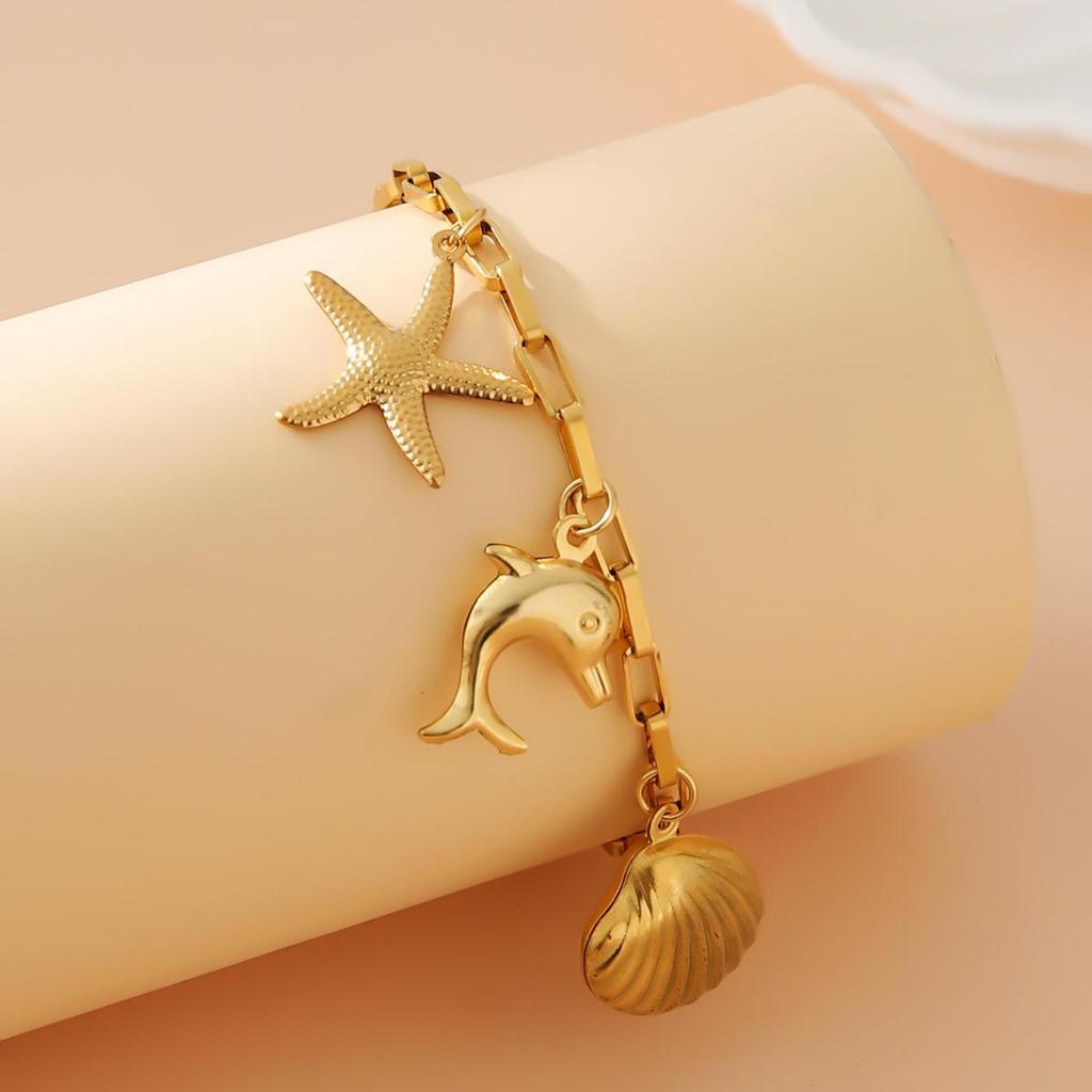 Stainless Steel Bohemian Starfish Dolphin Seashell Bracelet