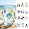 Klare Glasbecher für Party Stiellose Weingläser mit Meeresmotiv, 420 ml Fassungsvermögen, Hohes Borosilikat Kreatives Geschenk Freunde Tasse, Rund