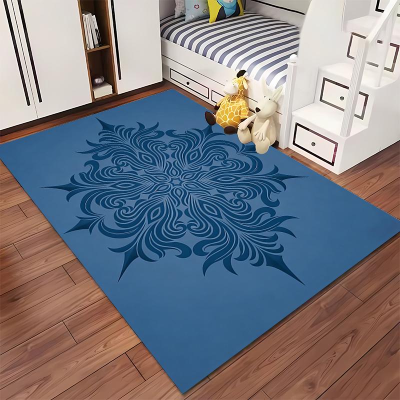 Living Room Carpet with Blue Mandala Pattern, Modern Nordic Style Rug Suitable for Use As an Anti-slip for Living Room Bedroom Sofas