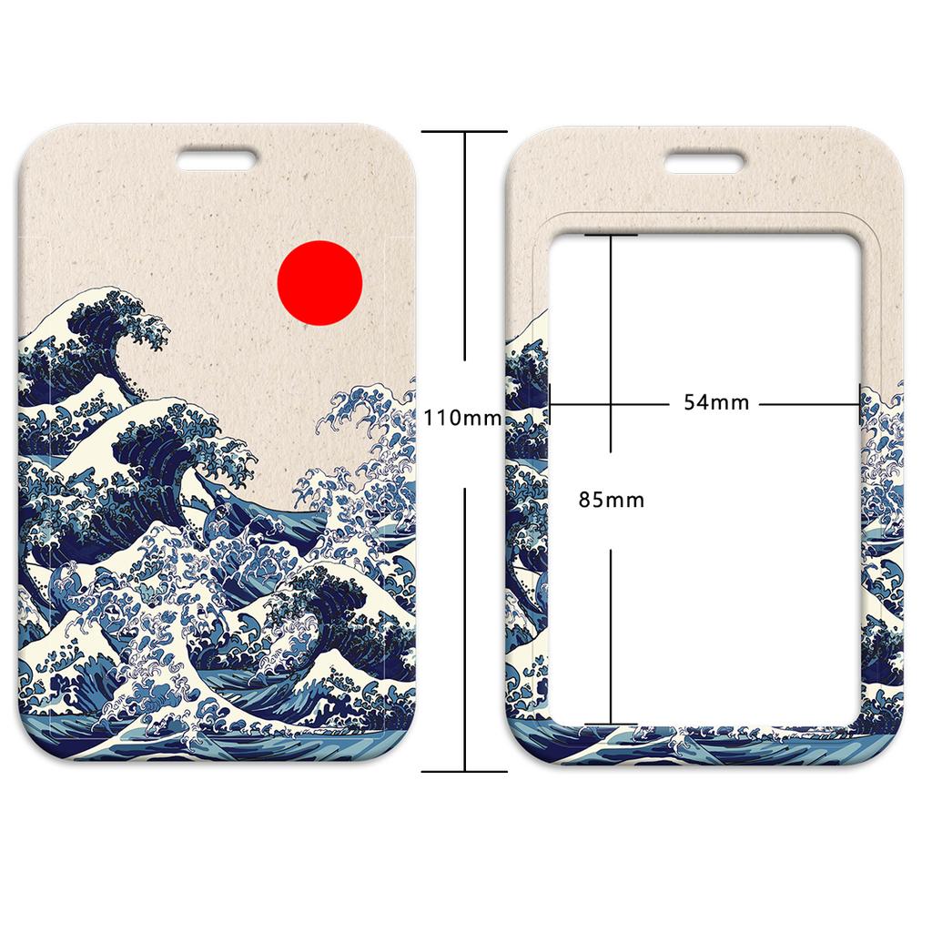 Schlüsselband mit japanischen Wellen-Anmeldeinformationen, Umhängeband für Karten, Ausweise, Fitnessstudio, Telefonbänder, Schlüsselanhänger, Zubehör, Geschenk