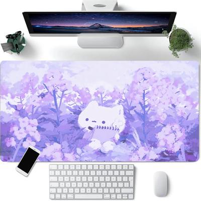 Cute Cat In Lavender Mouse Pad Large Computer Office Game Table Mat XXL Rubber Antislip Gaming Keyboard Mousepad Long Desk Pads
