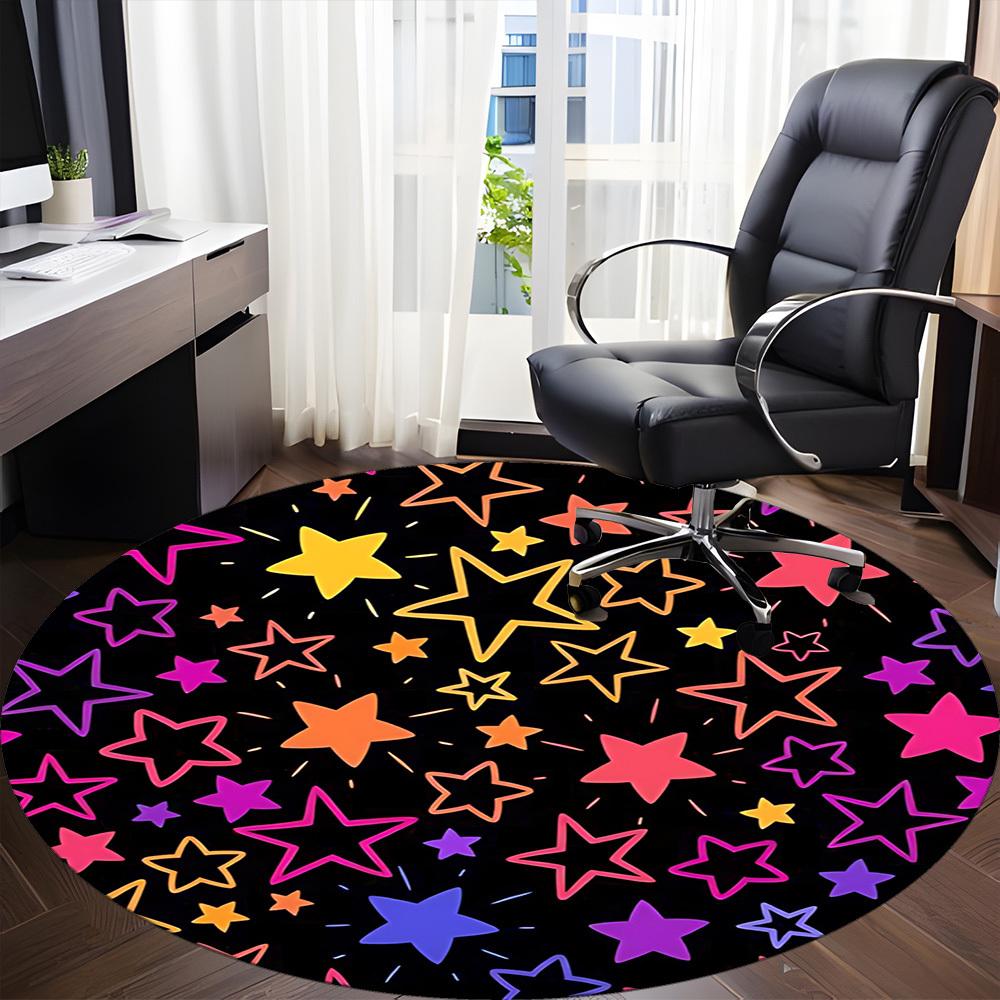 1pc Starry Night Office Round Area Rug, Indoor Mat Suitable ForOffice, Under Office Chairs Bedroom Living Room Home Decor T192