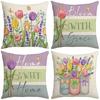 Spring New Pillow Printed Pillow Linen Sofa Letter Plant Flower Cushion Cover