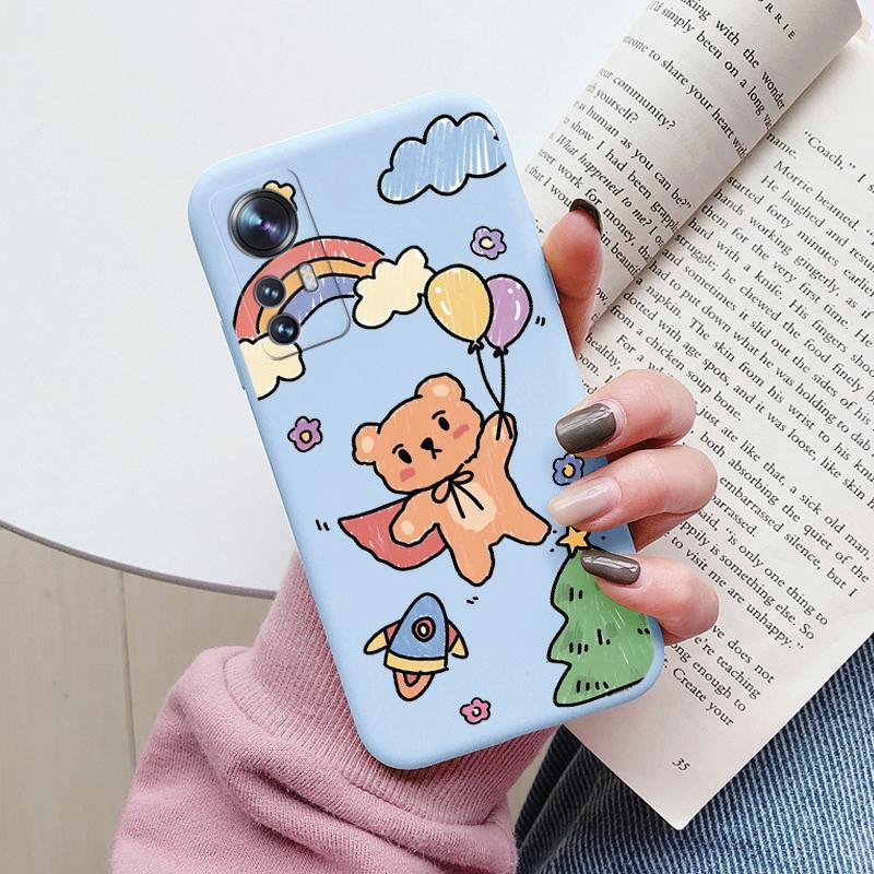 Flower Phone Case For Xiaom 12T Mi12T Pro Funda Cute Heart Cartoon Owl Xiaomi 12 T Xiaomi12T Pro Matte Soft TPU Back Cover Shell