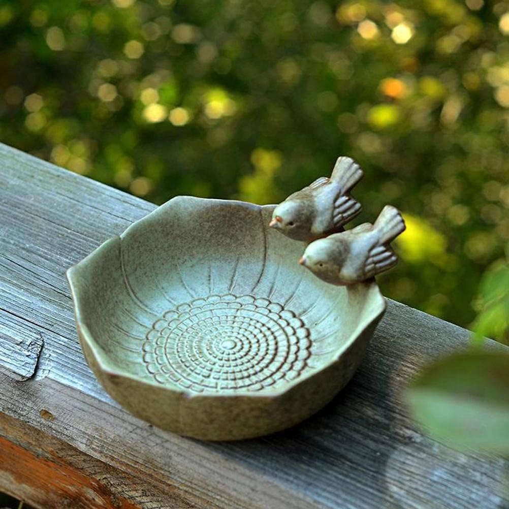 Bird Garden - Bird Bath Bird Feeder Bird Bowl Ceramic Water Bath Bird Bath Feeding Station Garden Decoration(15 * 15 * 7.5CM)