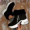 Dicke gefütterte Damen-Absatzerhöhungsstiefel, Stilvolles bequemes Herbst-Winter-Schuhwerk