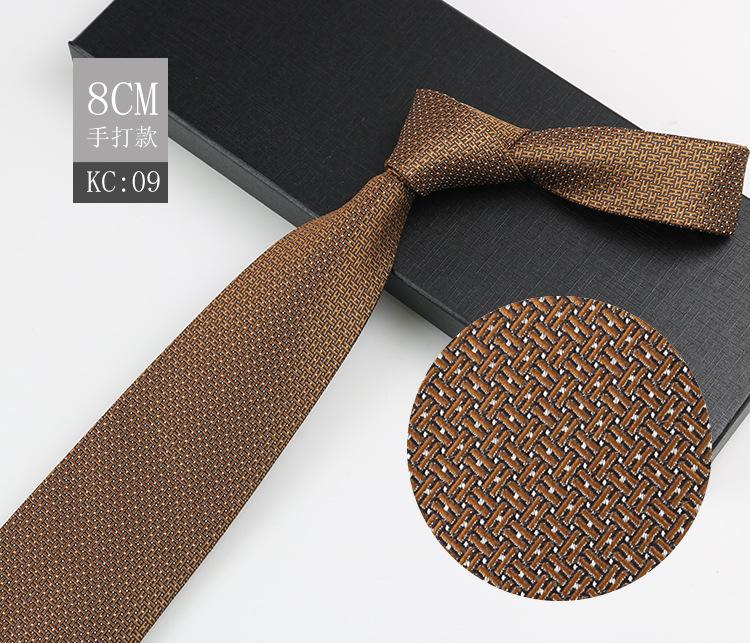 Men'S Tie British Retro Dark Brown Coffee Gold Striped Gentleman'S Suit Shirt Dress Professional High-End Hand Style