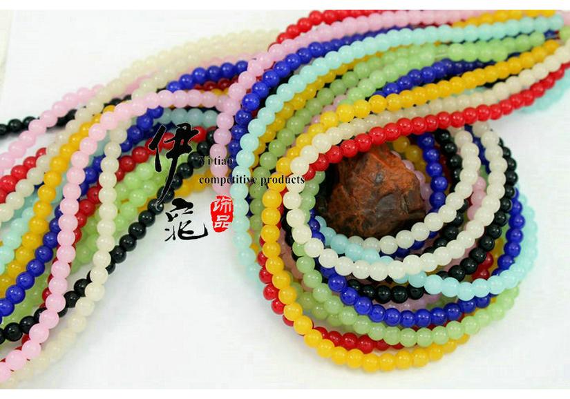 DIY Jewelry Making: 4mm Colored Synthetic Jade Glass Beads, 190 Pcs/Strand for Bracelet Beading