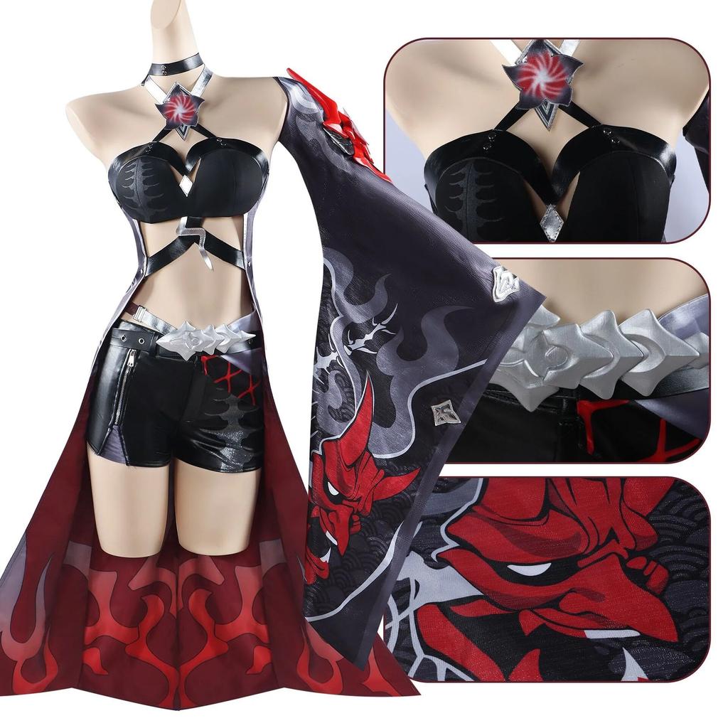 Acheron Cosplay Game Honkai Star Rail Acheron Red Costume Dress Wig Shoes Full Set Women Role Play Carnival Party Clothes
