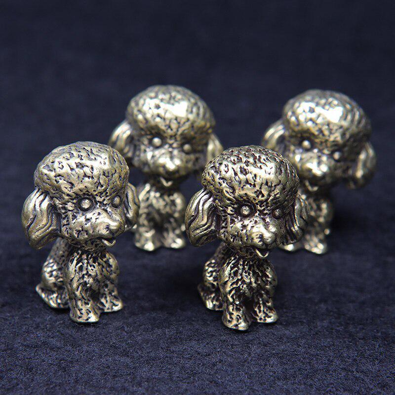 Vintage Brass Cute Dog Statue Desk Ornaments Standing Poodle Figurines Miniatures Lucky Home Decorations Accessories Child Gifts