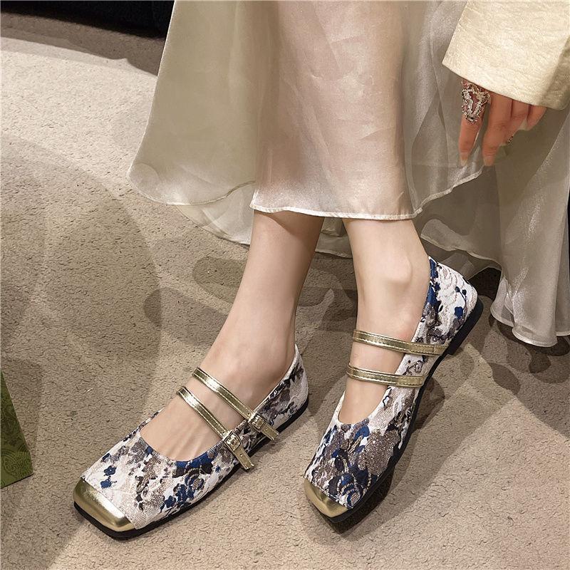 Scarpe Mary Jane a Punta Quadrata da Donna Ricamate Ballerine da Donna Estate 2025 Con Sconto Scarpa Elegante alla Moda in Promozione