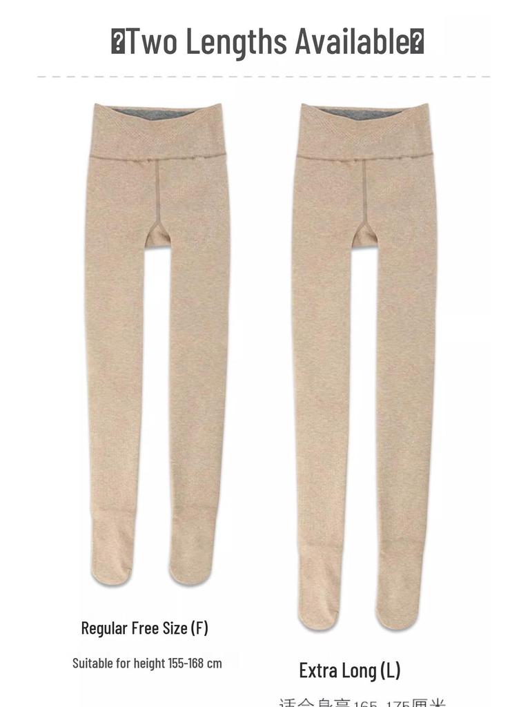 500g Combed Cotton Flannel-Lined Women's Vertical Stripe Leggings, Extra Long Warm Pantyhose for Autumn/Winter – Japanese Style