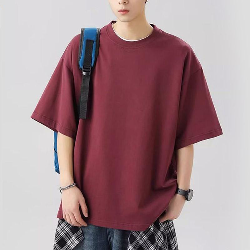 Men's Clothing Summer Pure Cotton Solid Color Short Sleeve T-Shirt Men's Casual Round Neck White Half Sleeve Top Comfortable