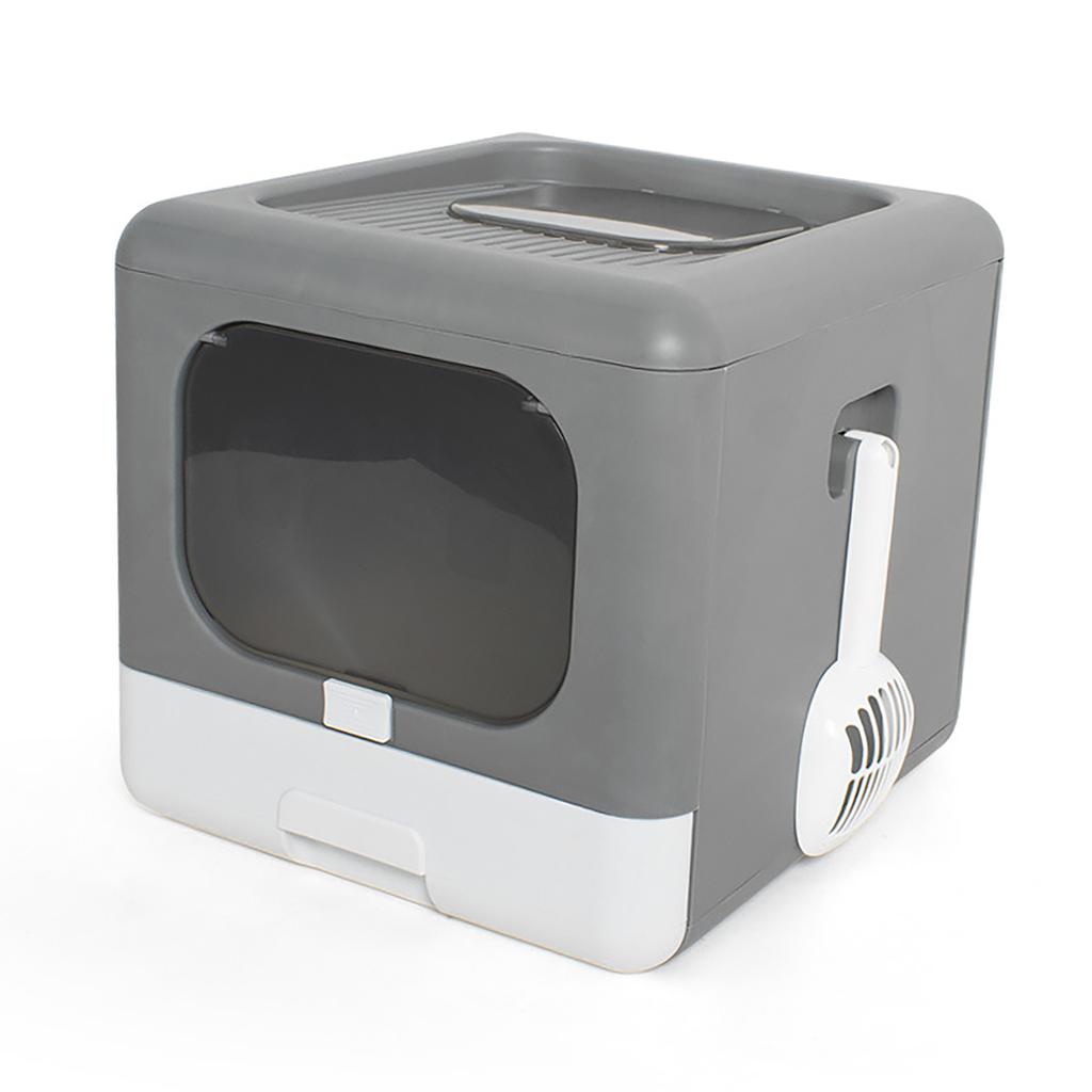 Cat Litter Box Enclosed PP Odorless Foldable Anti  ing with Scoop 2 Doors Cat Toilet for Pet Supplies