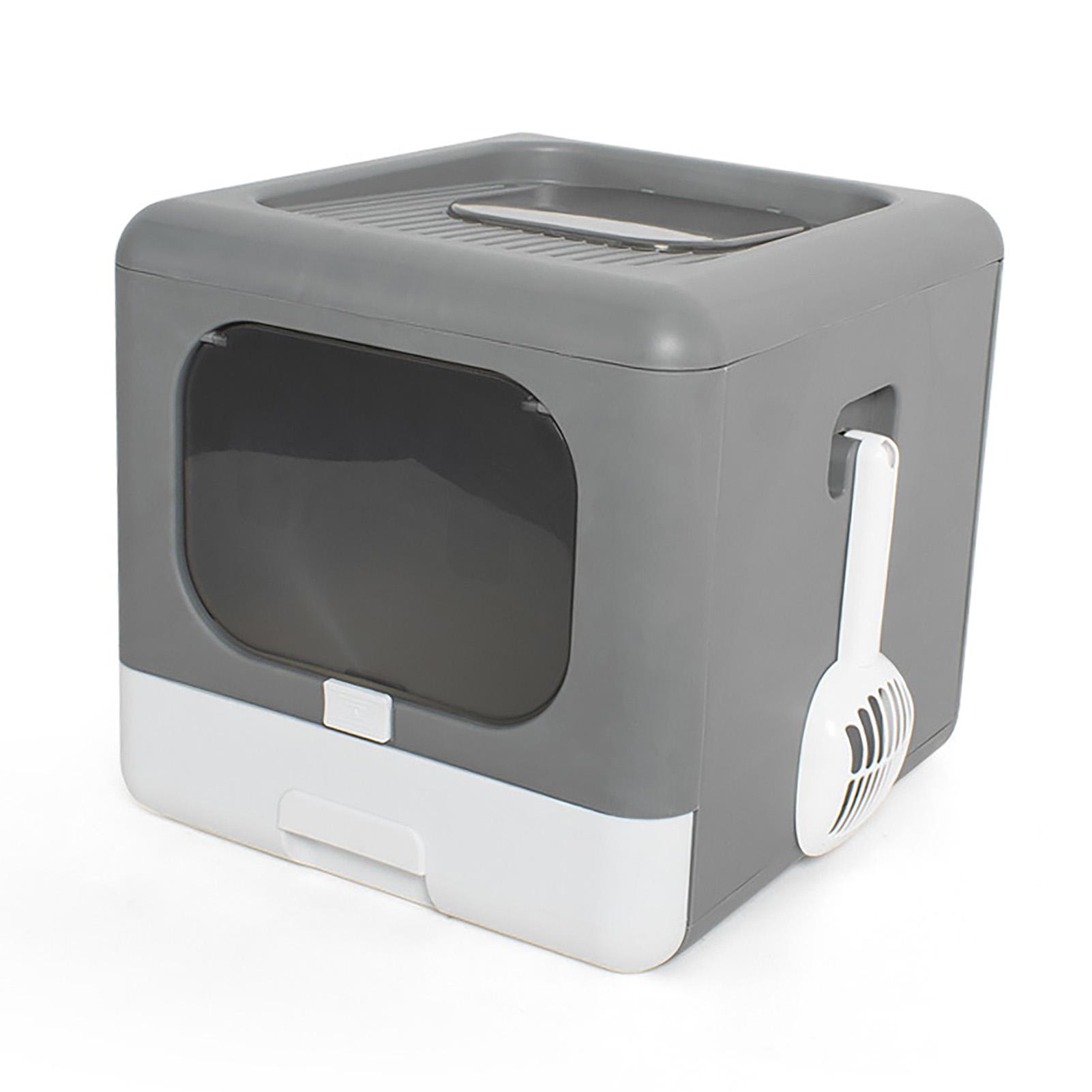

Cat Litter Box Enclosed PP Odorless Foldable Anti ing with Scoop 2 Doors Cat Toilet for Pet Supplies