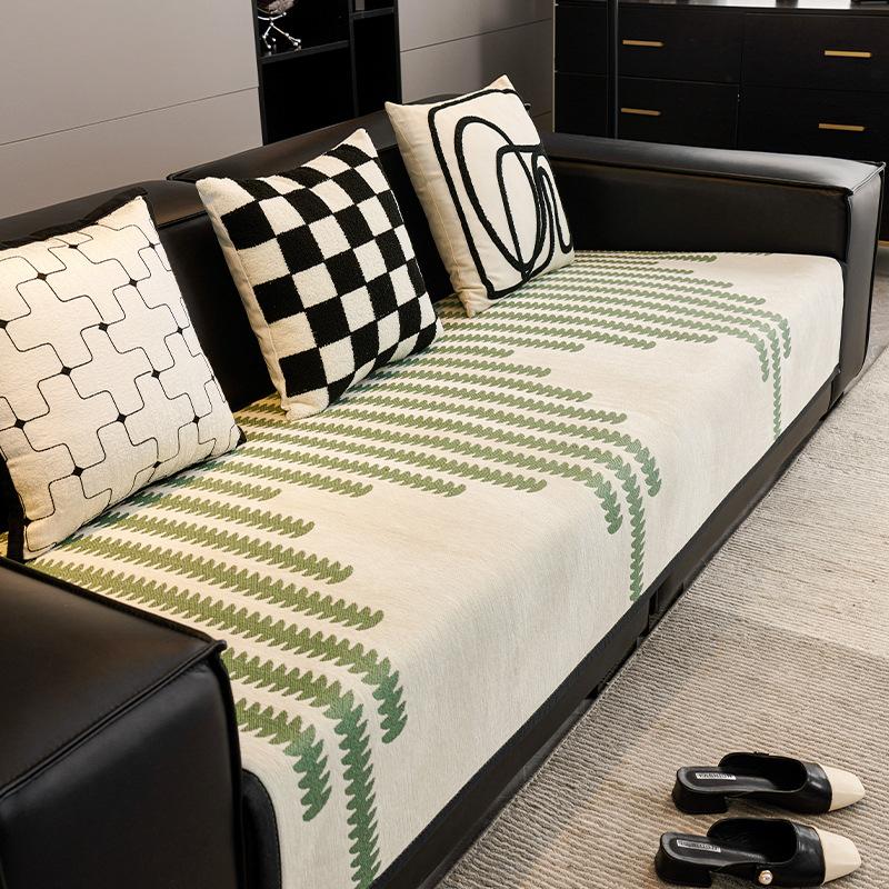 New Modern Stripe Non-slip Sofa Cover Cotton 3D Graphic Fabric Pillowcase Four Season Couch Armrest Towel Washing Cushion Home
