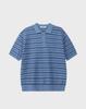 WORK ON BODY OFF Ritme Semi-Overfit Cotton Collared Short Sleeve Knit [Blue]