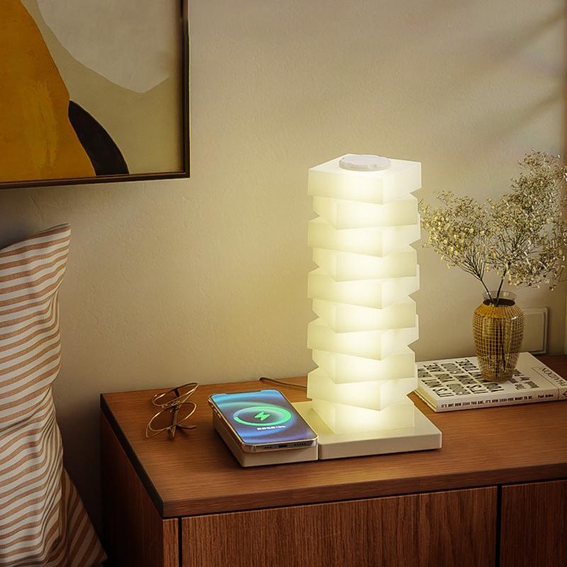 LED Desk Lamp with Wireless Charger and USB Plug In Port Bedside Night Light Touch Dimmable Eye-Caring for Gaming Reading Home