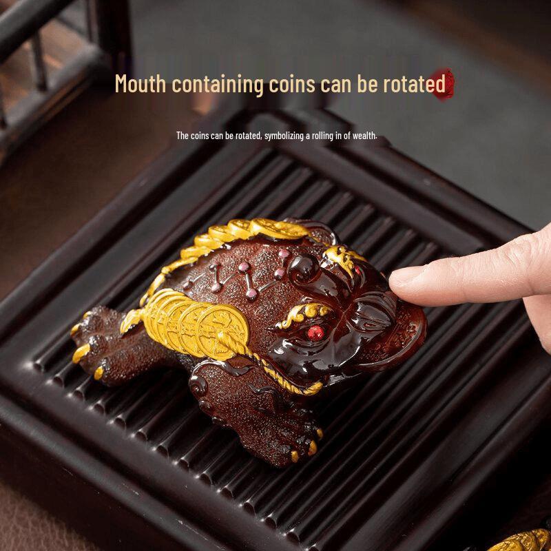 2024 Color-Changing Golden Toad Tea Pet - Elegant Wealth-Attracting Tea Table Accessory