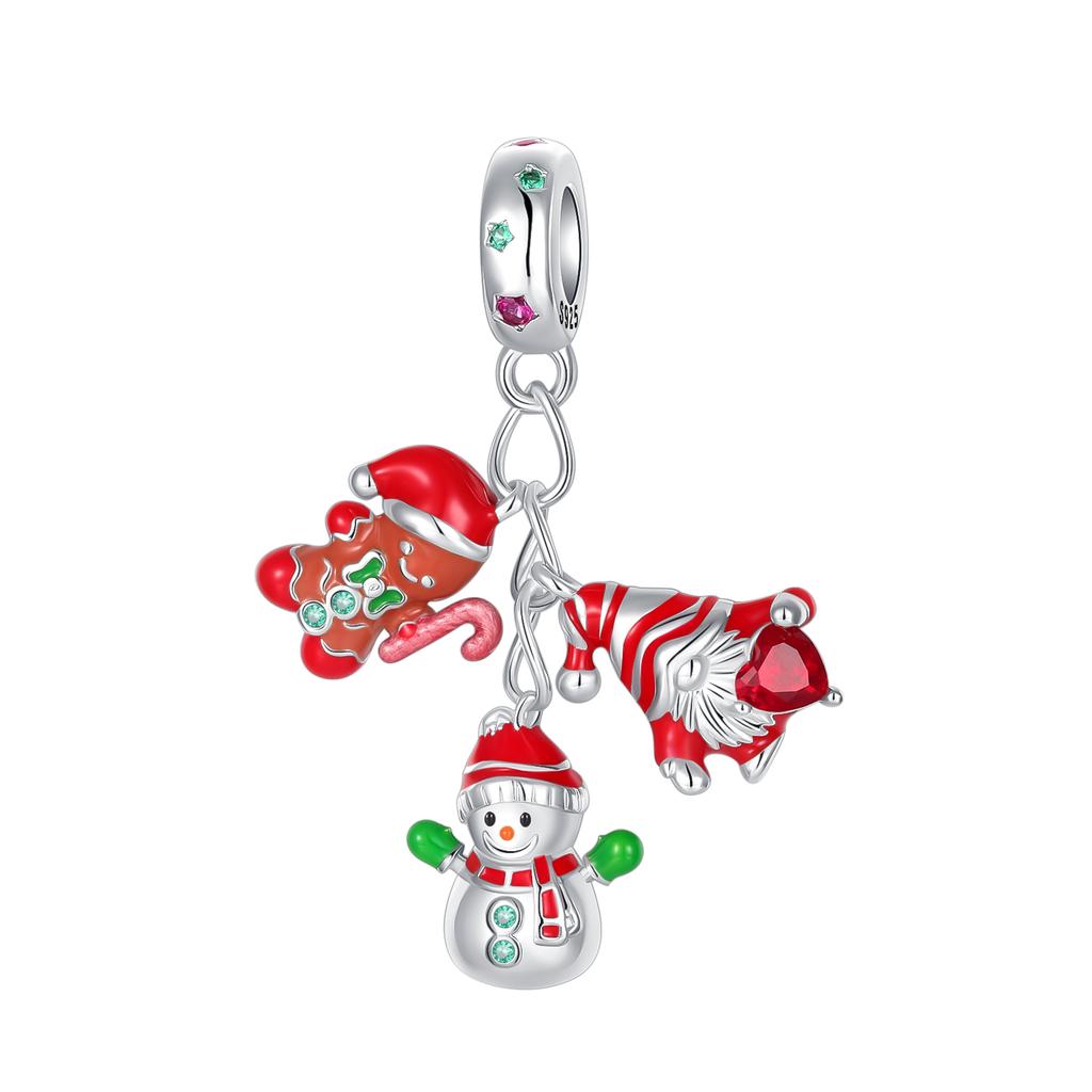 925 Silver Christmas Charms Santa Claus Snowman Beads Jewellery Fit 925 Bracelet Necklace for Women DIY Gift