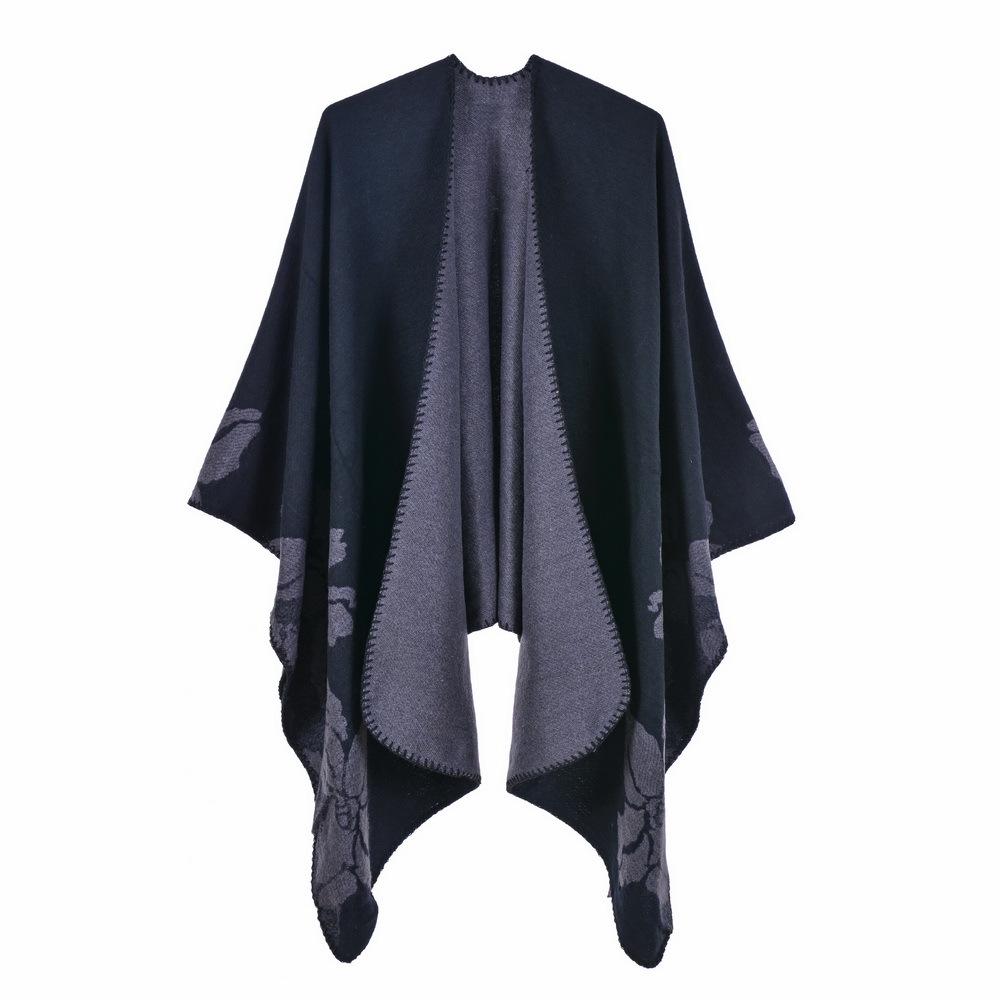 Women's Fashion Jacquard Imitation Cashmere Shawl - Thickened, Warm, Large Cape Scarf
