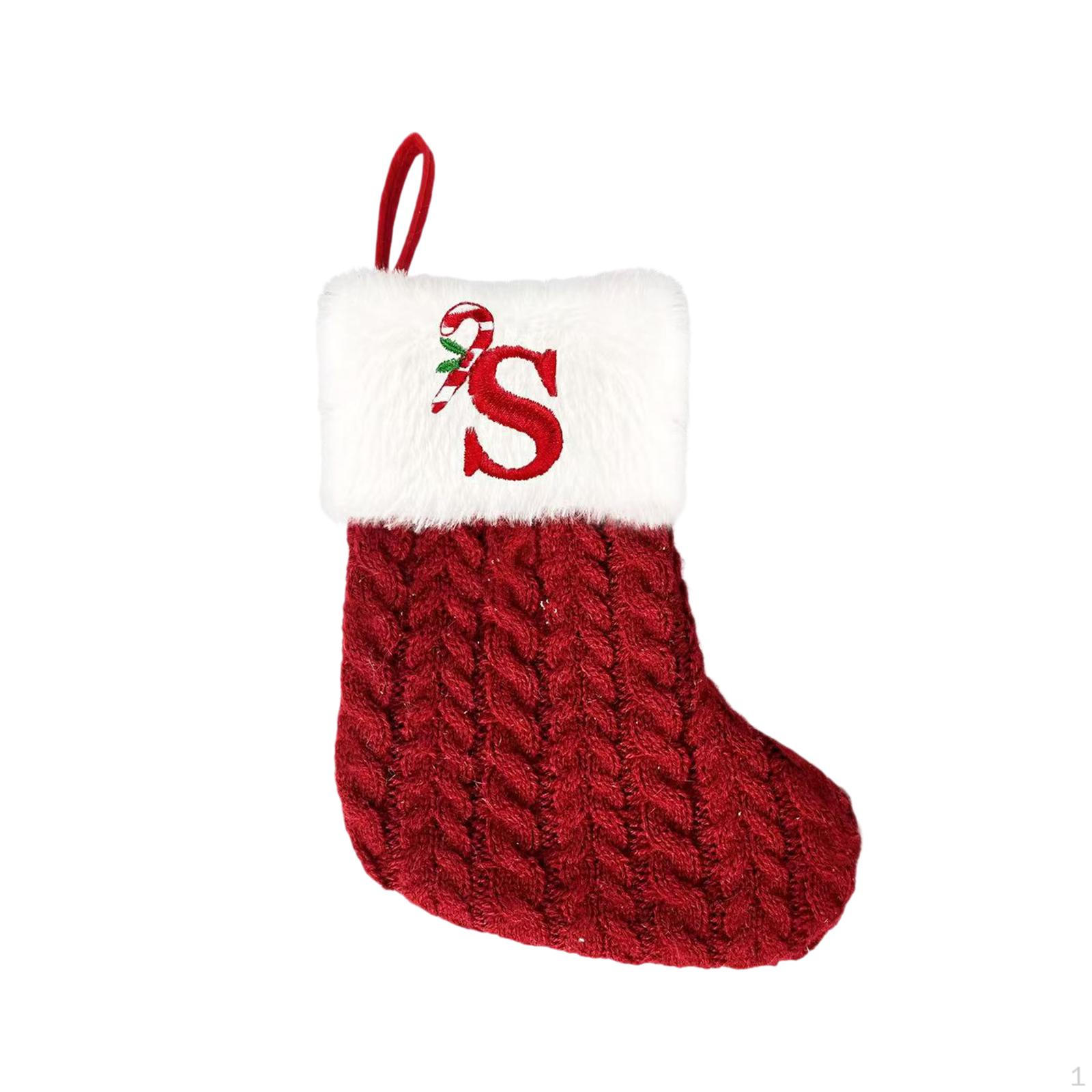 

Christmas Stocking Crochet Knit Embroidered Monogram Initial Letter Xmas Sock Cloth Holiday Letter S