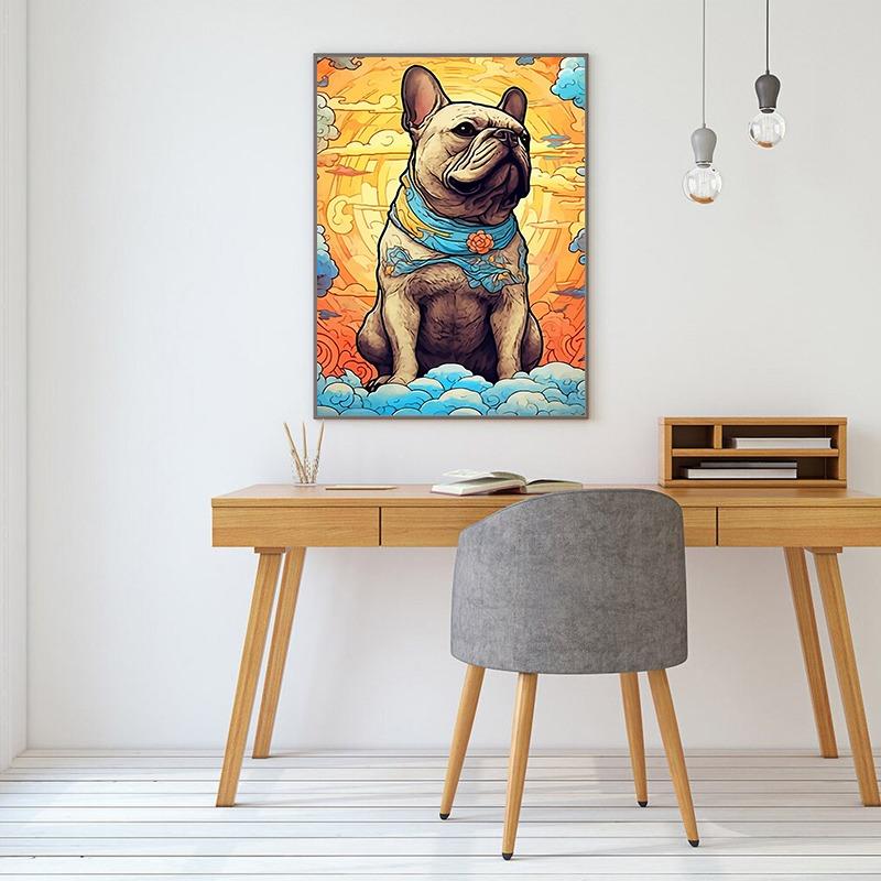 The French Bulldogs Vintage Poster Canvas Prints Ukiyoe Bulldogs Wall Art Decor Aesthetic Prints Dog Home Room Wall Decoration