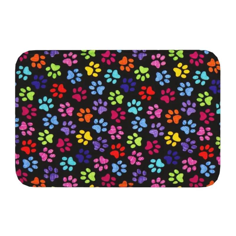 Pug Colorful Pugs Art Dog Pet Lover Floor Door Bathroom Kitchen Mat Anti-Slip Indoor Cute Pet Doormat Toilet Entrance Carpet Rug