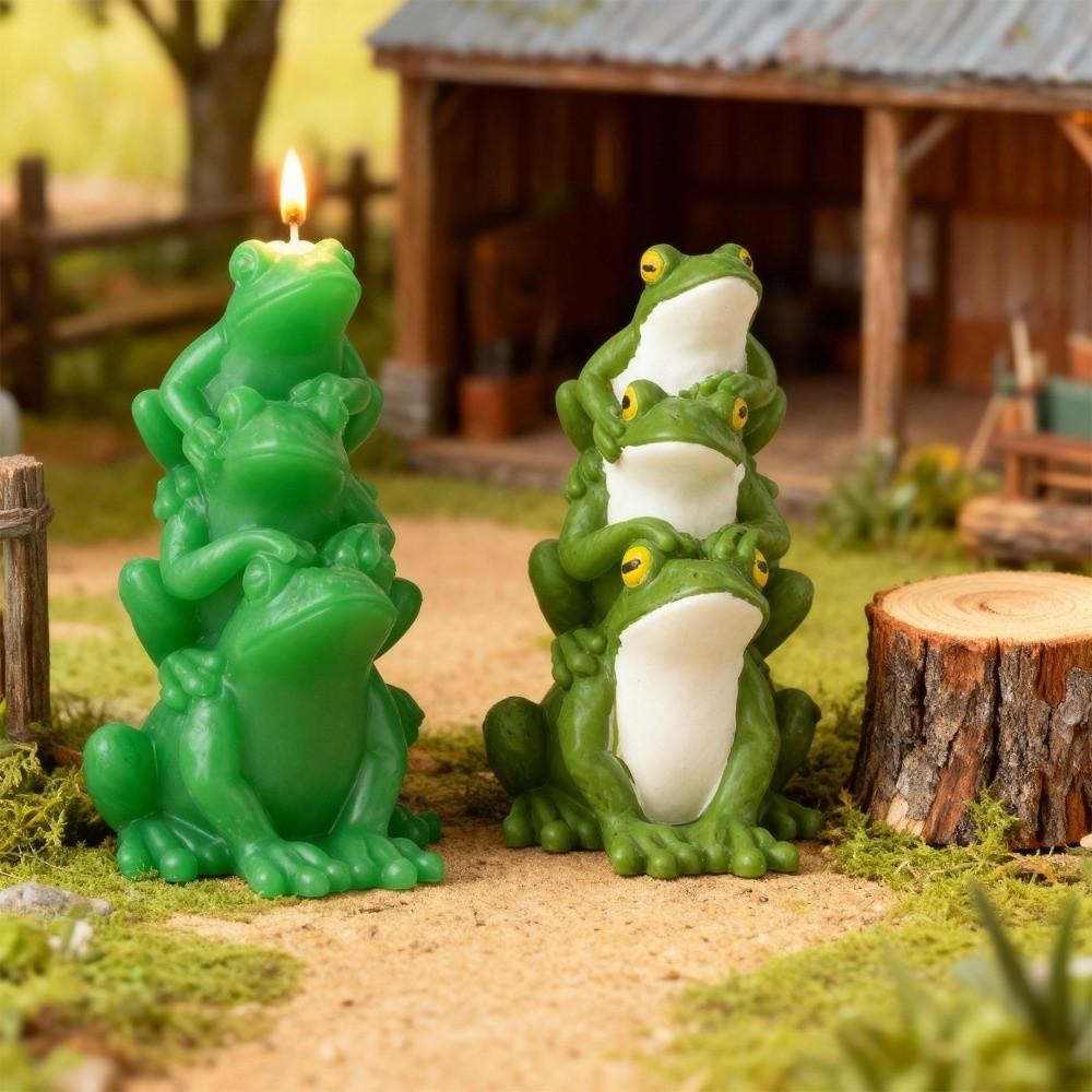 New Silicone Scented Candle Mold 3D Cute Frog Soft Resin Ornament Mould Easy to Demold White Clay Making Tool Home Decor