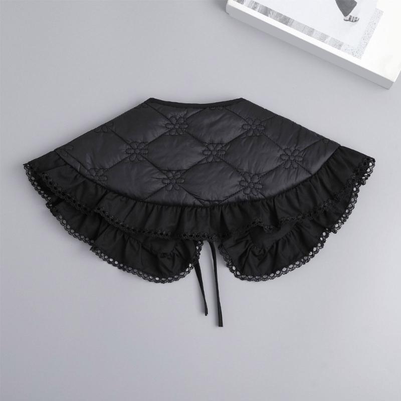 Sequins Quilted Cape False Collar Chinese Ruffled Lace Shawl Wrap Scarf Decorative Accessory for Women Girls Clothing