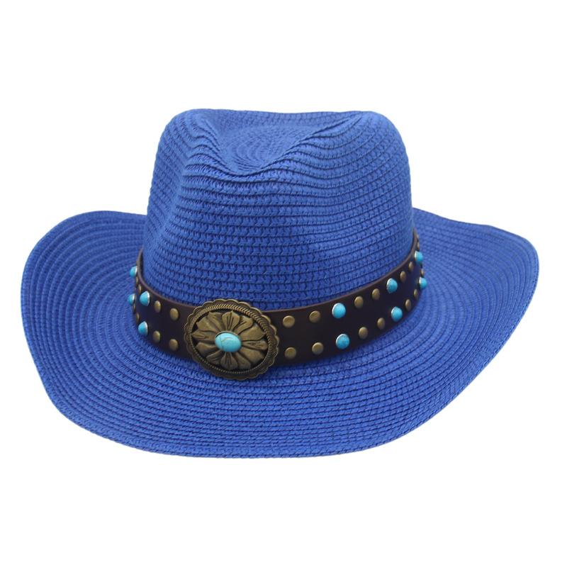 Color summer sunscreen straw hat jazz hat European and American western new fashion outdoor sunshade sunscreen denim