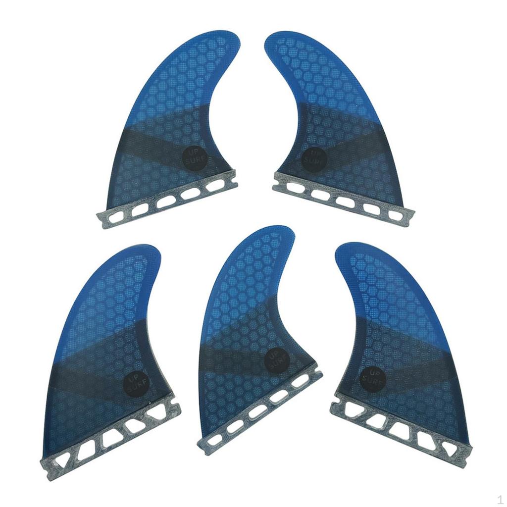 5 Pieces Honeycomb Surfboard Fins Ultralight Thruster Fin Set Strong for Surfers