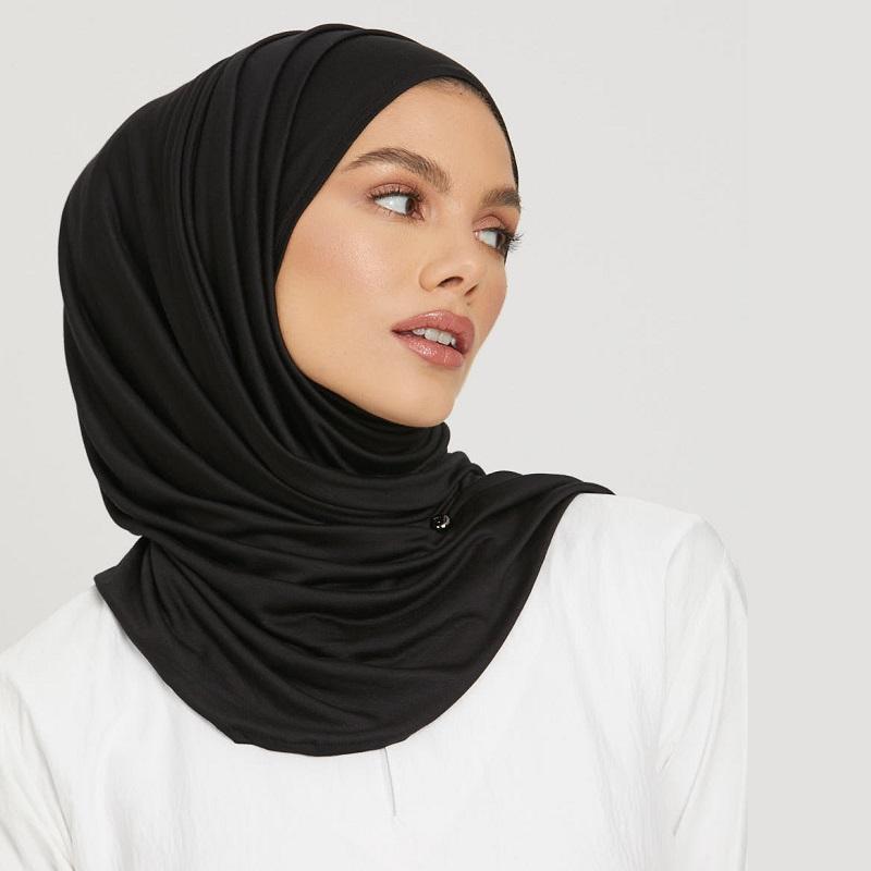 Jersey Modal Hijab Shawl Solid Color Muslim Hijab Woman Cotton Head Scarf Elastic Islamic Turban Crimping Headwraps Cape