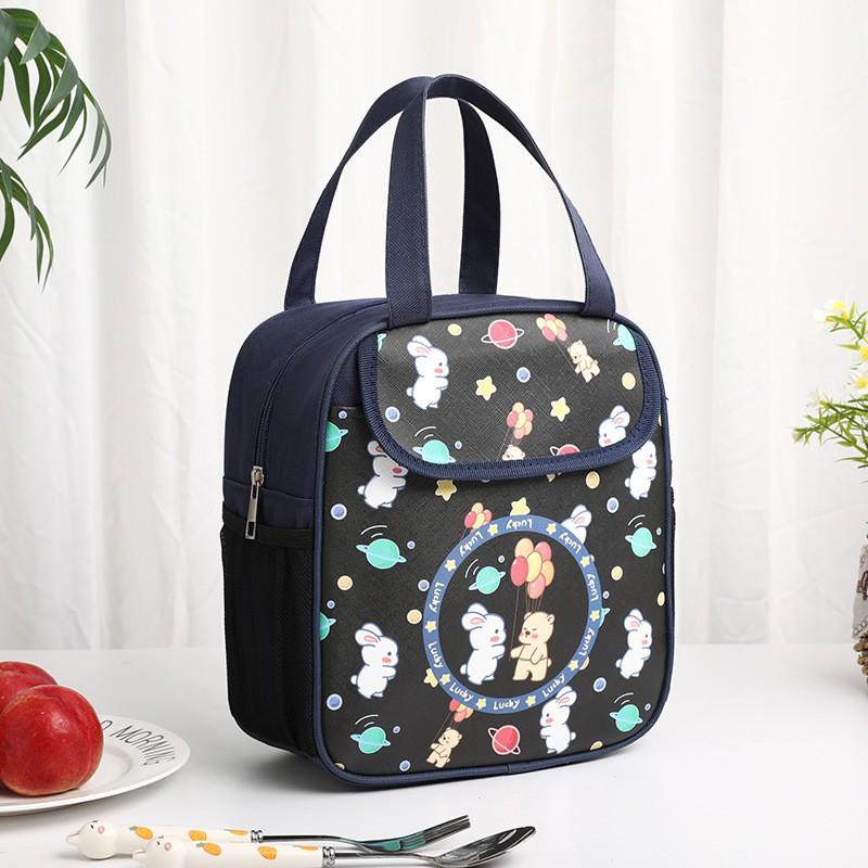 Insulated Lunch Bag Kids Adults - Thick Aluminum Foil Thermal Tote With Handle Cartoon Design Leakproof Food Carrier