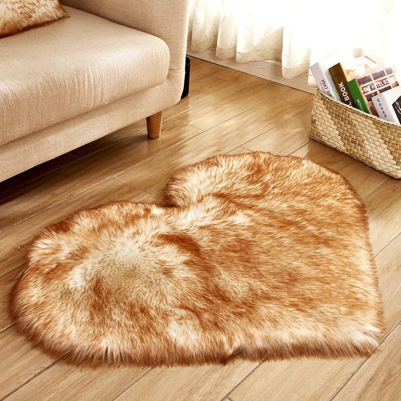 Tappeto a Forma di Cuore in Lana Sintetica - Lavabile in Lavatrice, Spesso e Carino per Soggiorno o Camera da Letto