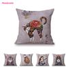 Japanese Woodblock Carving Creepy Cat Home Decorative Sofa Pillow Case Cartoon Cat Oil Painting Linen Cushion Cover