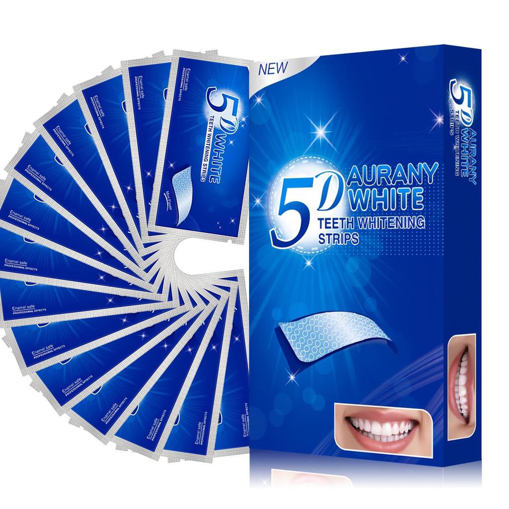 5D Teeth Whitening Strips for Sensitive Teeth, Remove Stains From Coffee And Wine, Enamel Safe At Home Whitening Kit-7/14/21Pairs