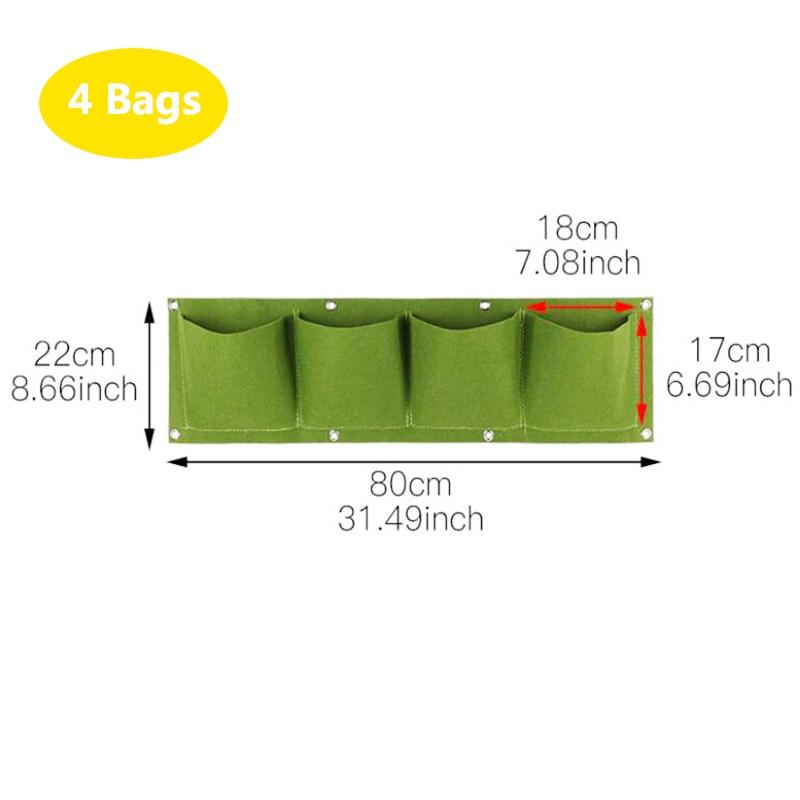 4 Pockets Wall Hanging Planting Bags Green Wall Bag Flowers Plant Grow Pot Non-woven Fabrics Living Balcony Decorations