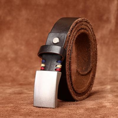 Belt Women's Thickened First Layer Cowhide Leather Smooth All-Match Fashion Korean Style Skateboard Buckle Belt