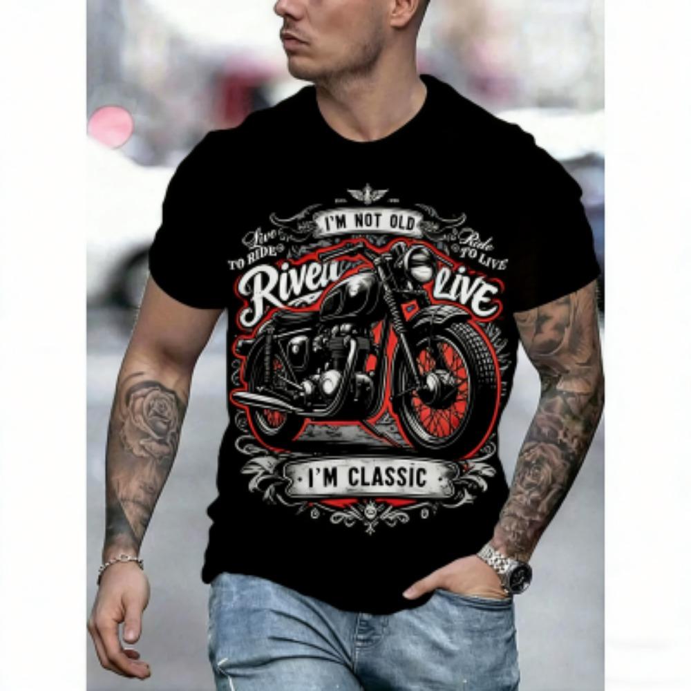 Europe America Summer Men's T-Shirt Motorcycle 3D Print Tees Top Street Casual Loose Outdoor Short Sleeve Plus Size Women T-shirt
