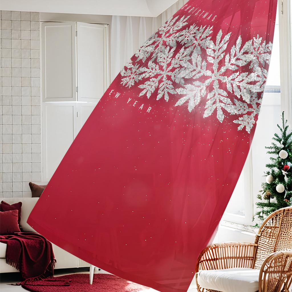 Piece Holiday Christmas Door Curtain Snowflake Design Red Decoration Polyester Living Room Kitchen Bedroom Home Ornaments Curtains Made Of With Rod