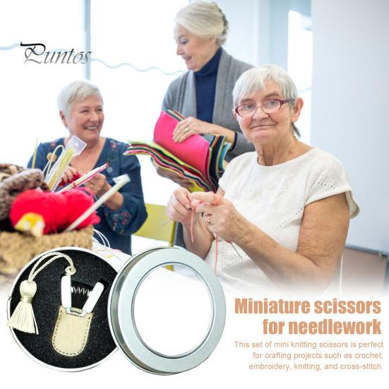 Mini sada pletacích nůžek s ochranným pouzdrem Úložný box Přenosný tvar Čepel Malé nůžky Šití Vyšívání Křížkovým stehem Pletení Háčkování