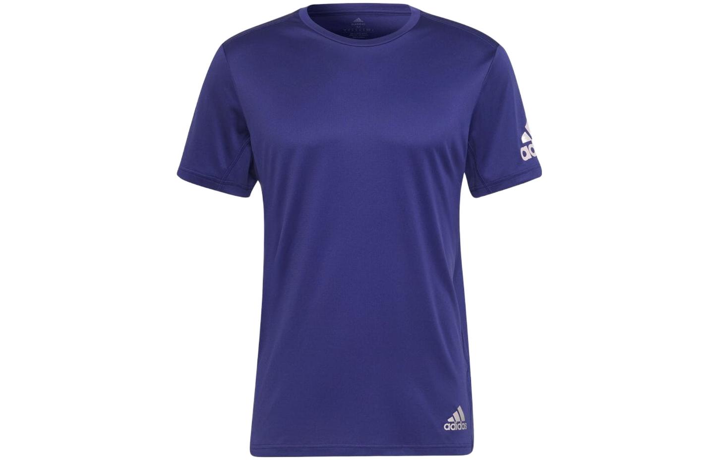 Adidas T Shirts Men s Purple Crew Neck Moderate Straight Fit HB7482 L