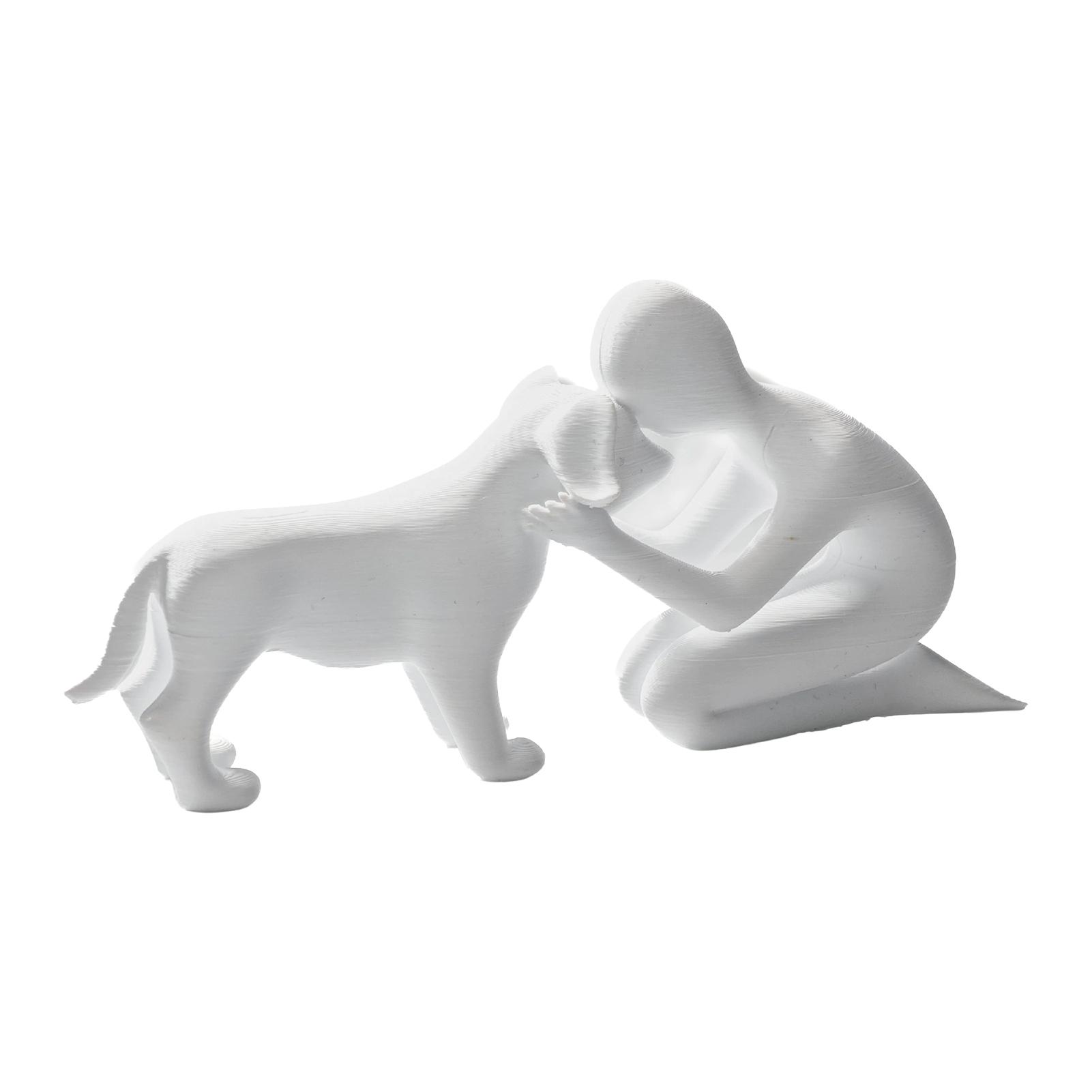 3D Printed Man And Dog Friendship Statue Resin Material Desktop Decoration Pet Memorial белый