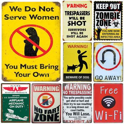 Warning Metal Tin Signs Keep Out Wall Decoration Plaque Vintage Art Poster Iron Painting for Man Cave Home Cafe Garden Club Bar