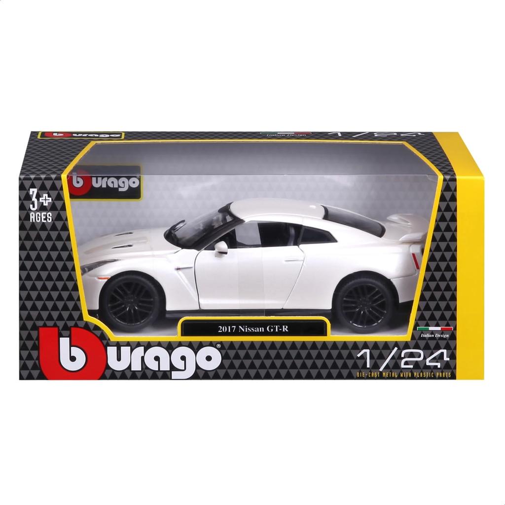 Bburago 1/24 Scale Nissan GT-R 2017 White / Diecast Model Car, Finished Product, 18-21082 WT